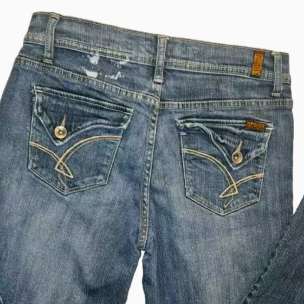 Zana Di Premium Boot Cut Vintage Y2K Jeans Size 7 Flap Pockets Ripped Distressed